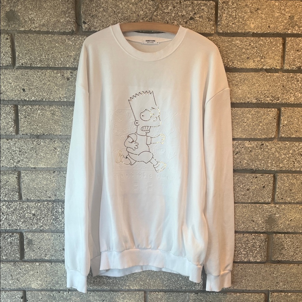 White Sweatshirt with Cartoon Design